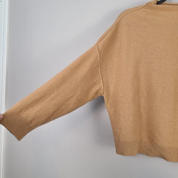 Anthropologie The Alani Cashmere Mock-Neck Sweater by Pilcro in Sand Dollar 1X - Picture 6 of 11